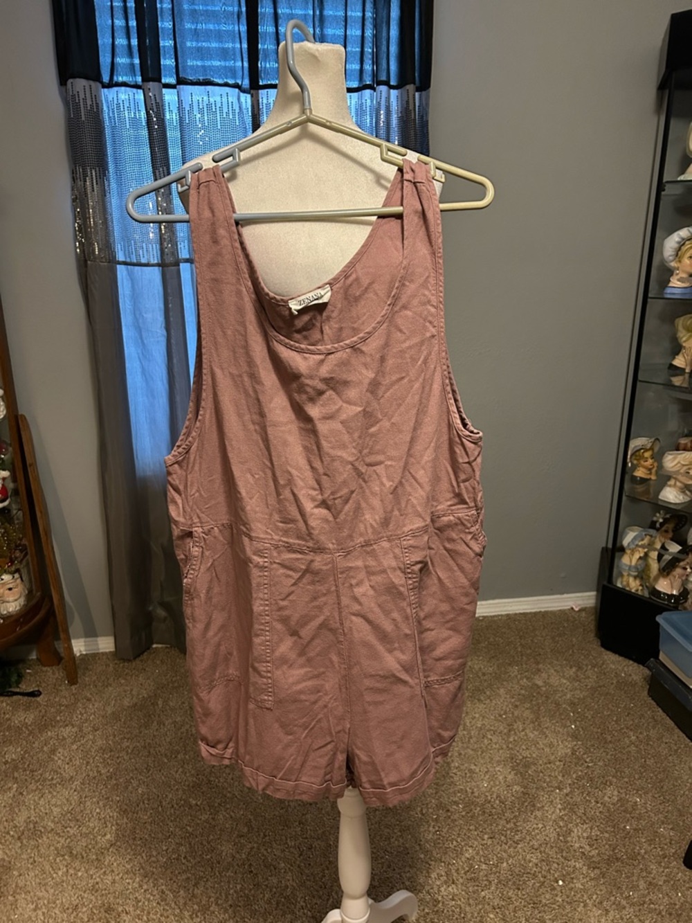 Zenana Outfitters Coral & Mauve Mixed Fabric Romper